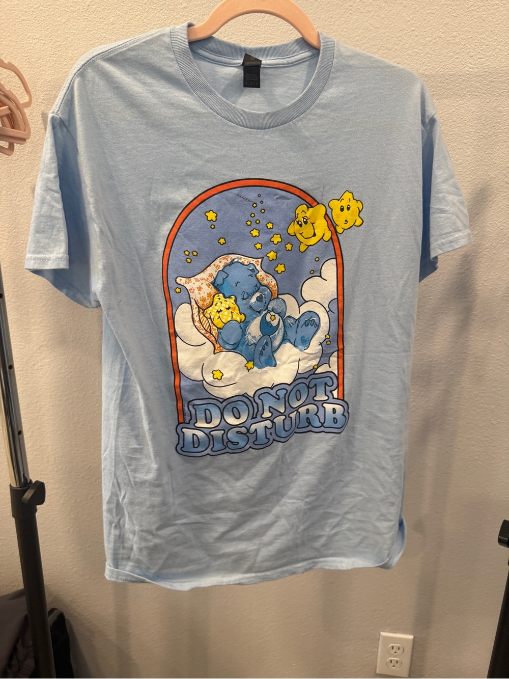 Gildan Light Blue unisex “Do Not Disturb" Care Bears Graphic Tee 100% cotton Med